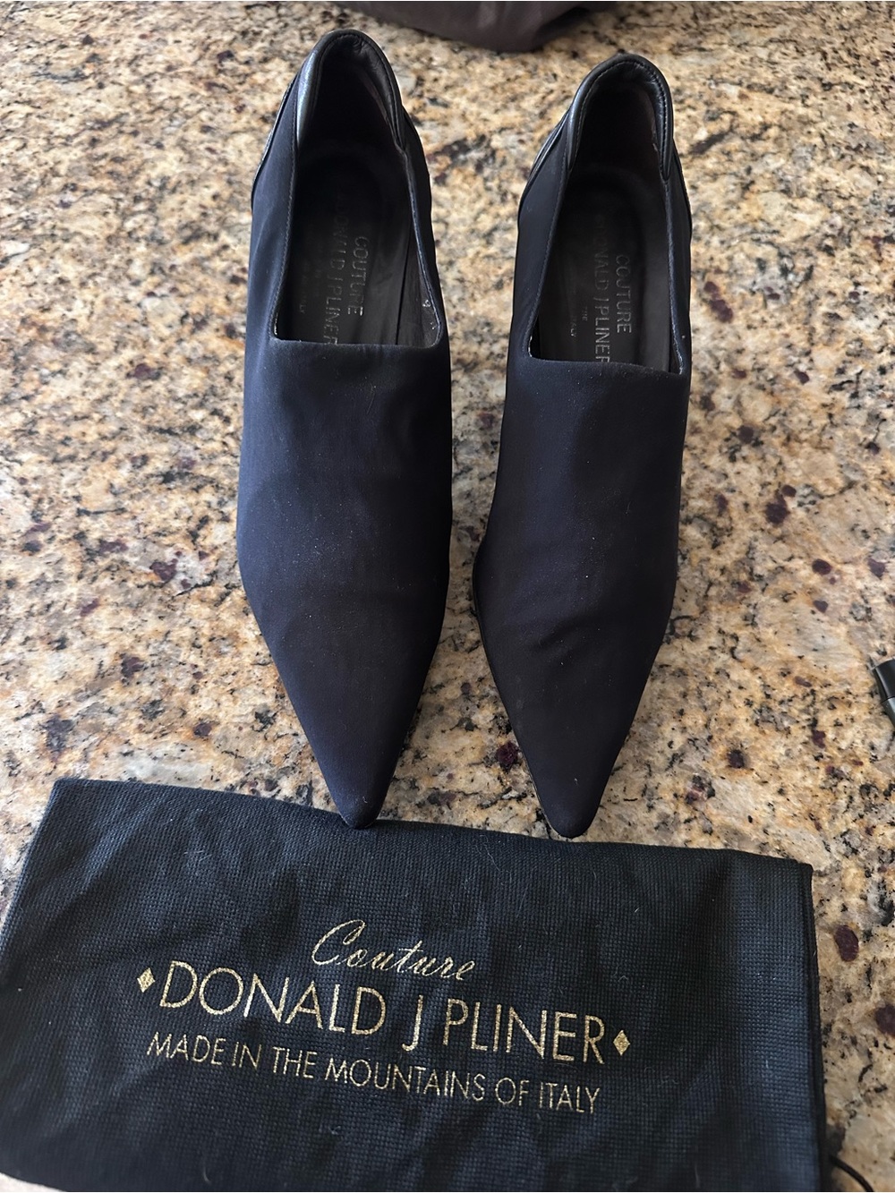 Donald J. Pliner Black Pointed Slip-On Heels